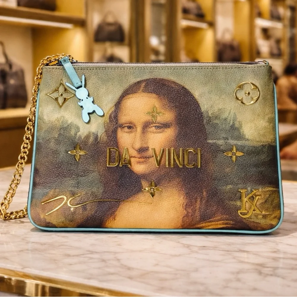 Louis Vuitton Jeff Koons Mona Lisa Pochette Chain Wallet Da Vinci LV Limited Ed - Picture 2 of 8